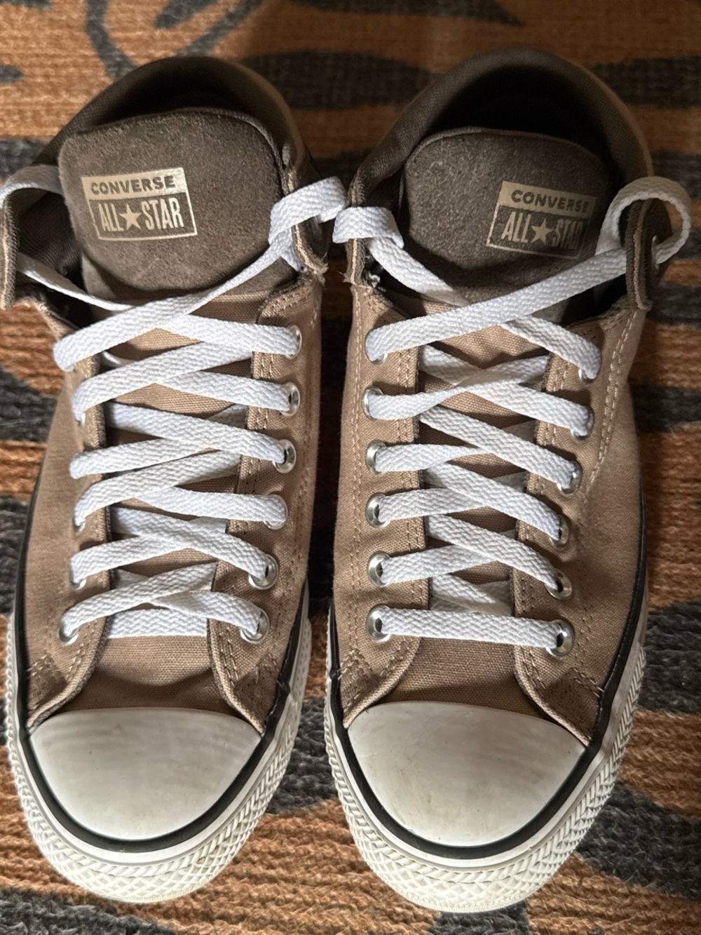 Converse Men’s Low-Top Sneakers in Taupe with White Laces